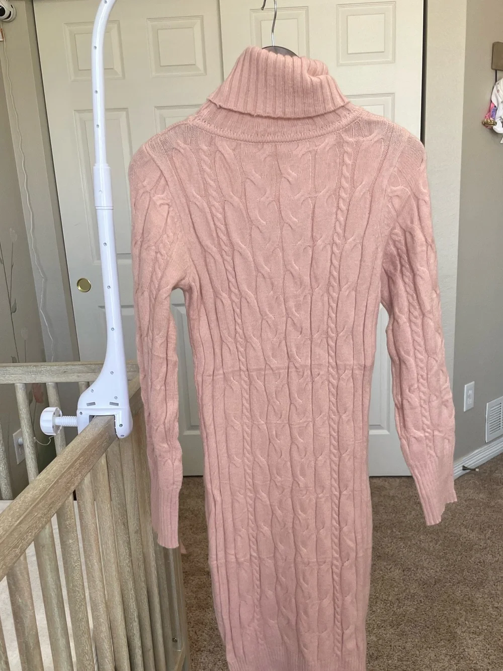 NWOT Women's Cable Knit Turtleneck Sweater Dress - Pink